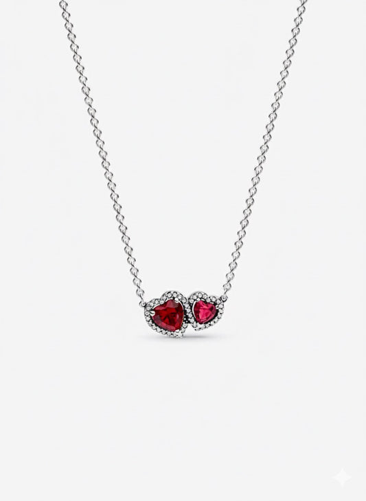 Collar Pandora Halo Corazones Rojos