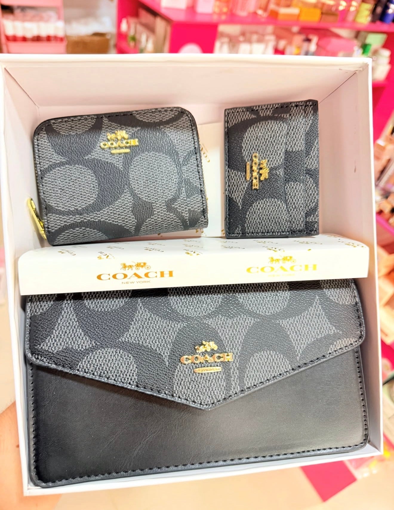Set Coach De 3 Piezas Rectangular Negro Con Caja