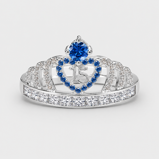 Anillo De 15 Años En Plata Modelo 3 En Azul