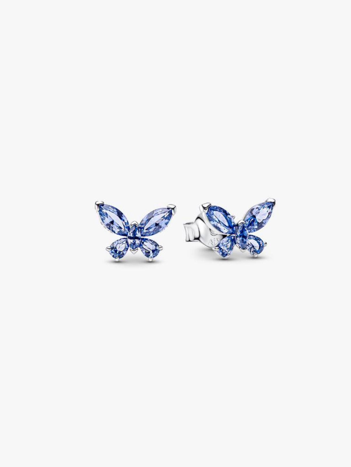 Aretes De Botón De Mariposa Azul