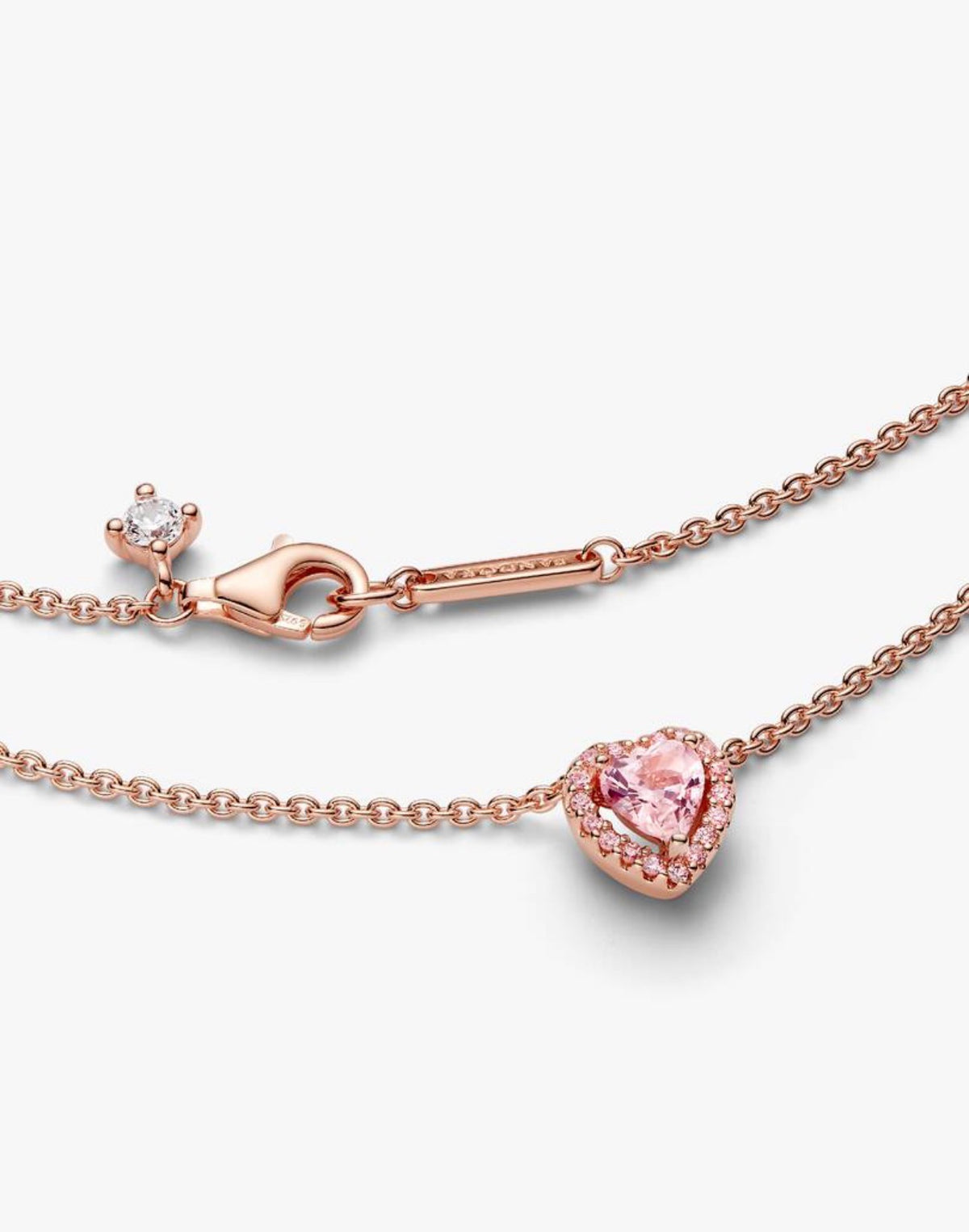 Collar Pandora Corazón Rosado Brillante Rose Gold