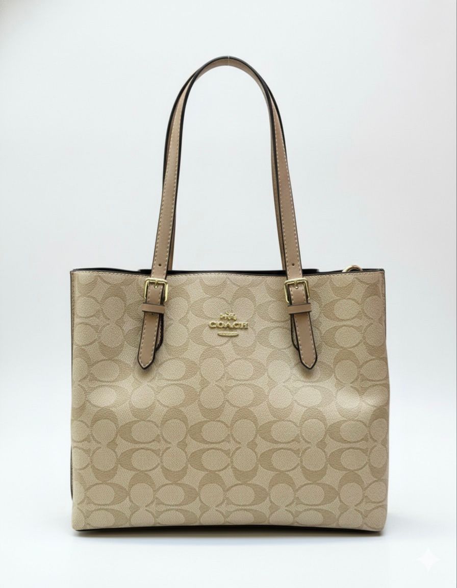 Cartera Coach Mollie Tote Beige Mediana