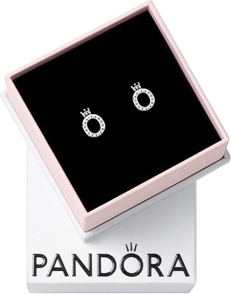 Aretes Pandora De Botón Con Corona