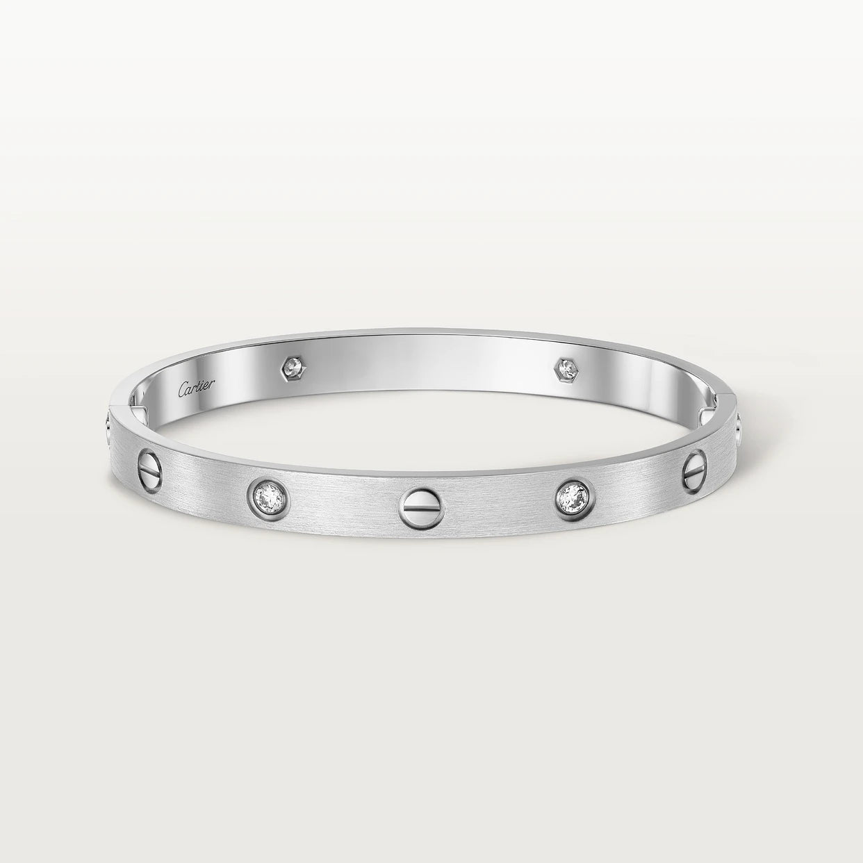 Pulsera Cartier Love Plateada Con 4 Diamantes