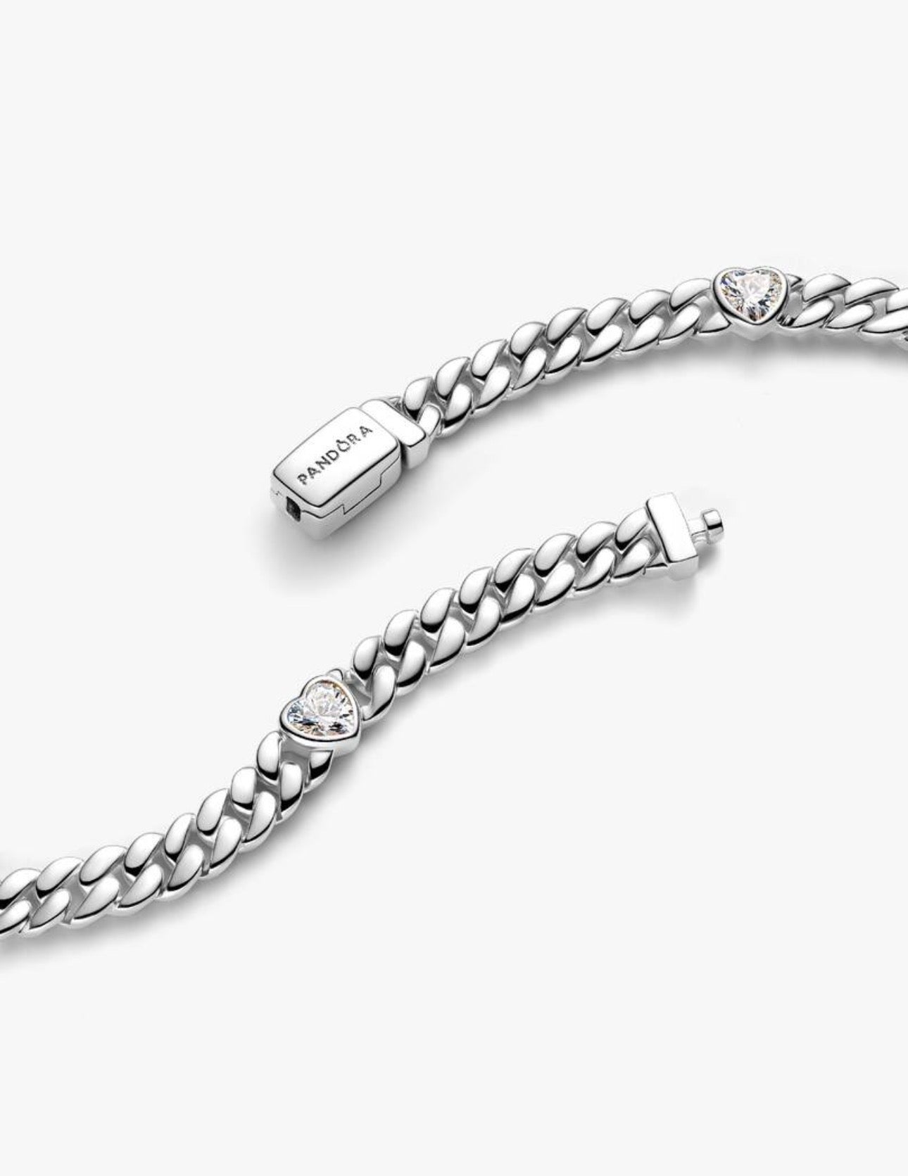 Brazalete de Cadena cubana Corazón Plata