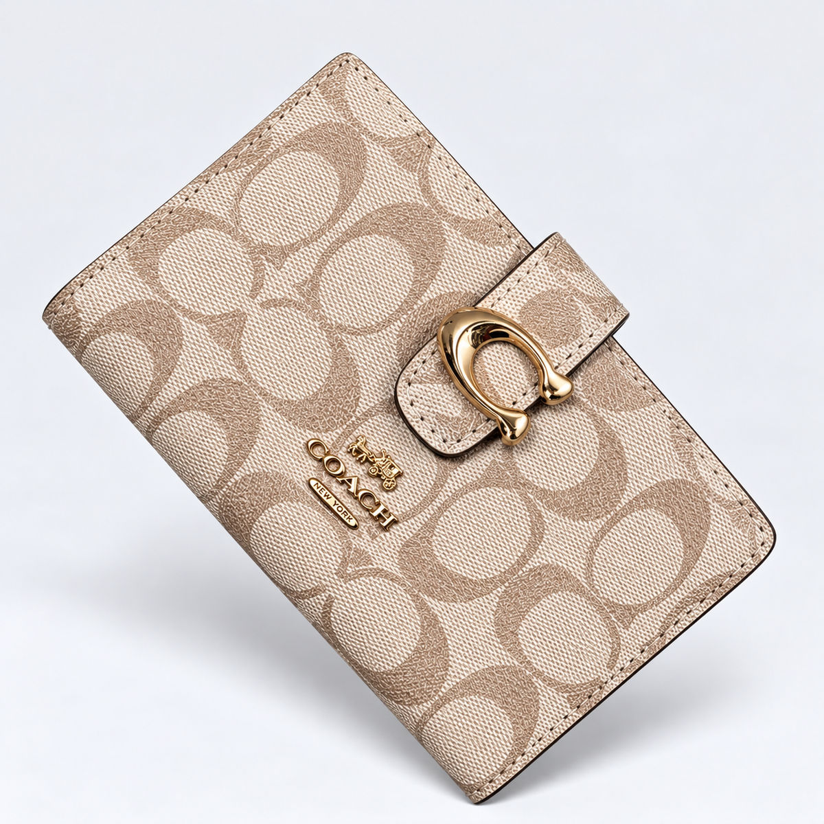 Monedero Mediano Coach Tabby En Color Khaki Con Herraje Dorado Con Caja