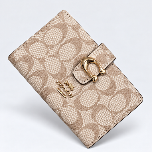 Monedero Mediano Coach Tabby En Color Khaki Con Herraje Dorado Con Caja