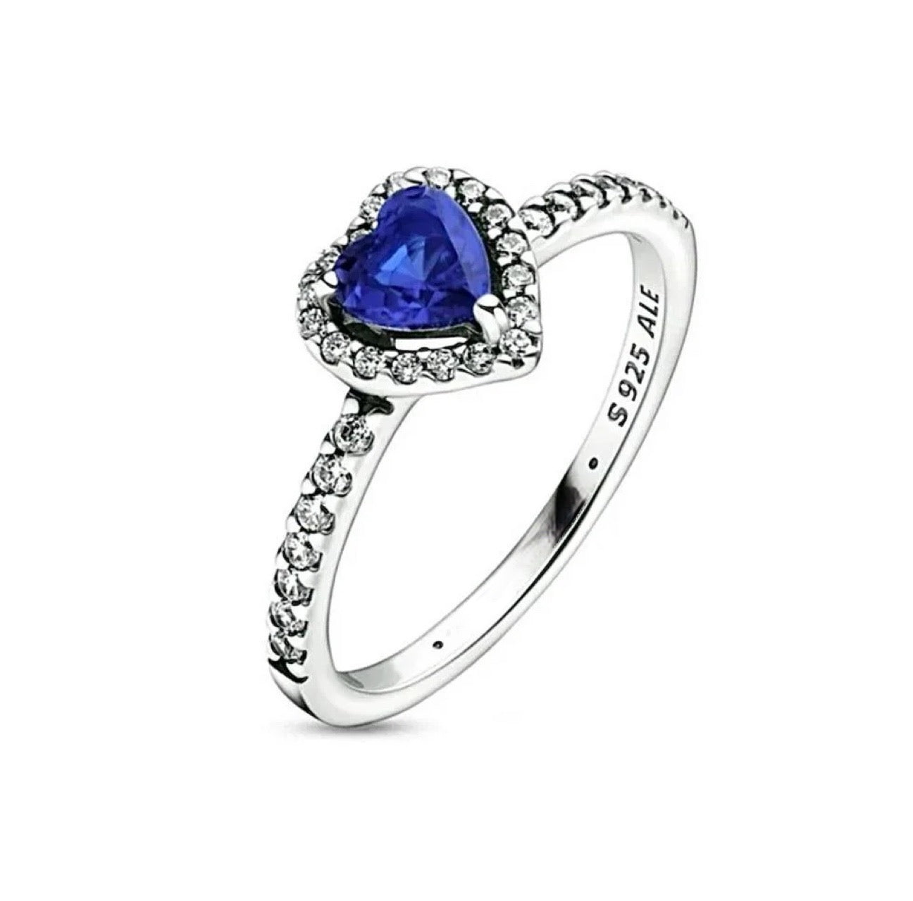 Anillo Pandora Corazón Azul Plata