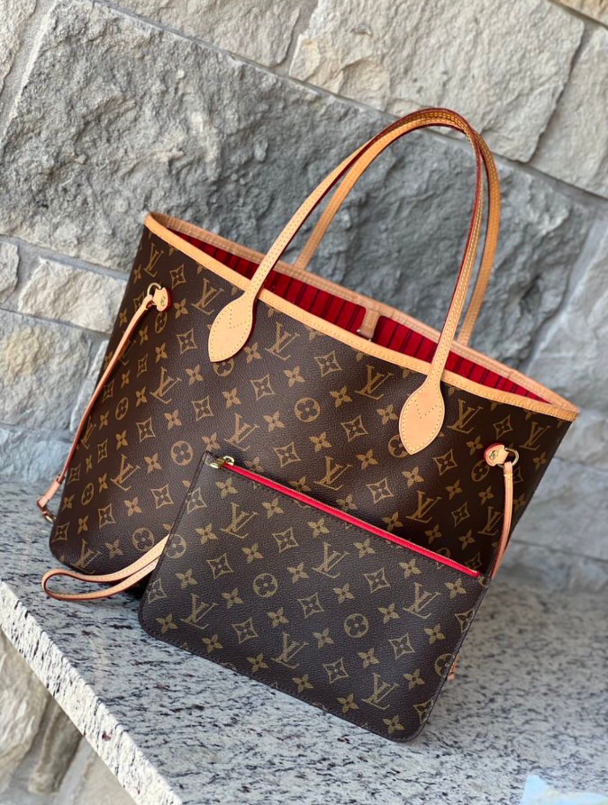 Cartera LOUIS VUITTON Neverful MM Tote Bag Incluye Bolsa De Mano Calildad Alta
