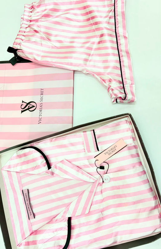 Pijama De Victoria’s Secret De Short con Rayas Rosas