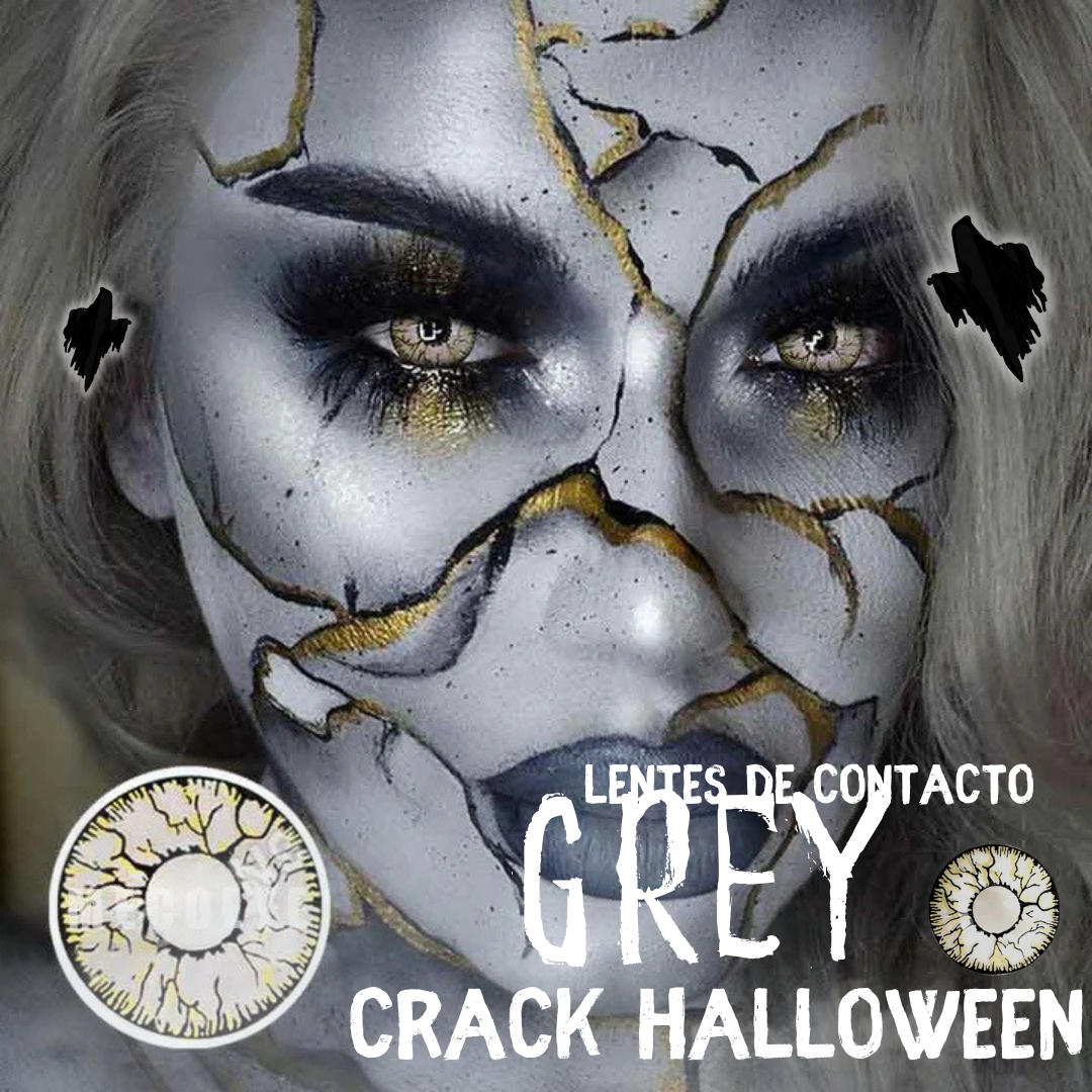Lentes De Contacto Meetone Halloween Tono Grey Crack Halloween