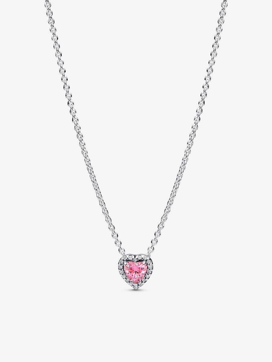 Set Pandora De Corazón Rosa Brillante