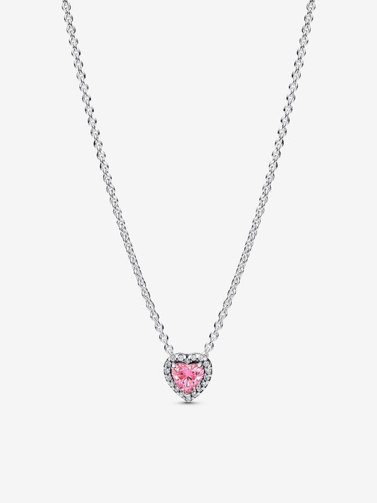 Collar Pandora De Corazón Rosa Brillante