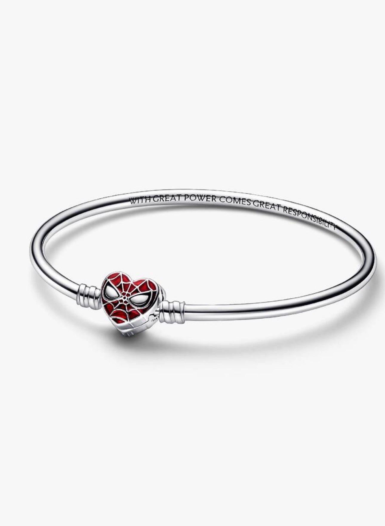Brazalete Pandora rígido con broche de máscara de Spiderman de Marvel