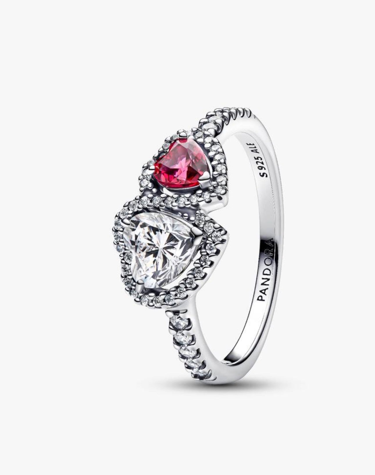 Set De Regalo Pandora Doble Corazón Rojo y Blanco