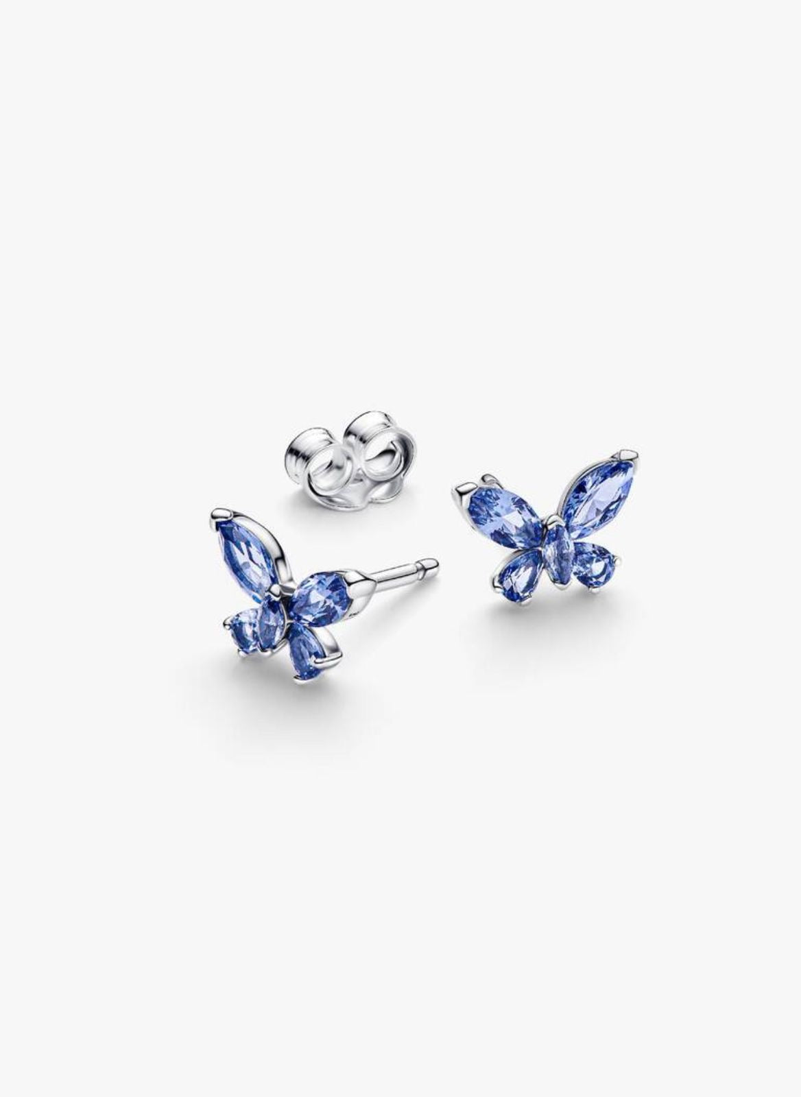 Aretes De Botón De Mariposa Azul