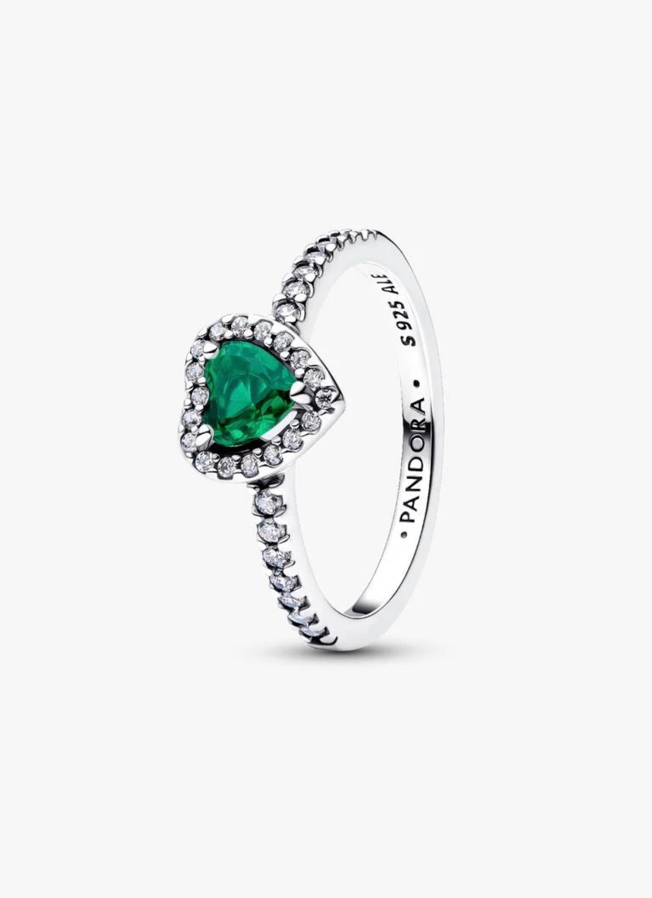 Anillo Pandora Corazón Verde Brillante