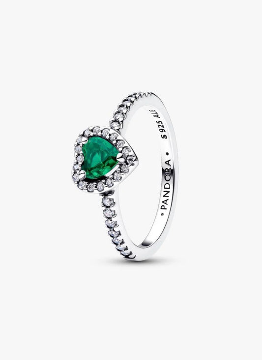 Anillo Pandora Corazón Verde Brillante