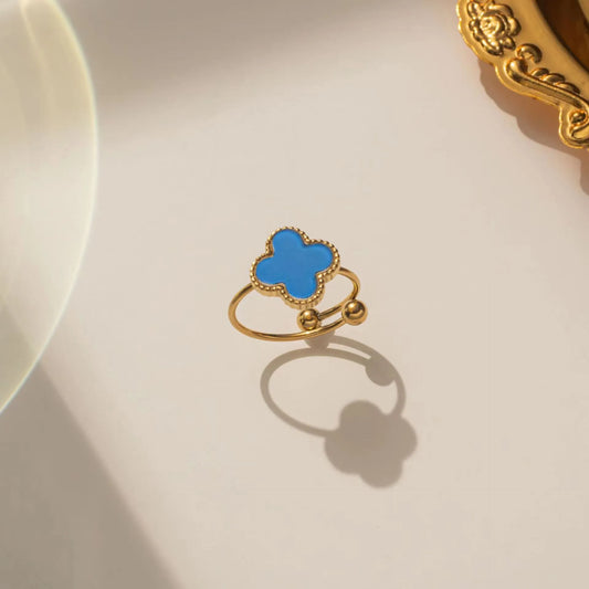 Anillo Ajustable Van Cleef Un Trébol Azul