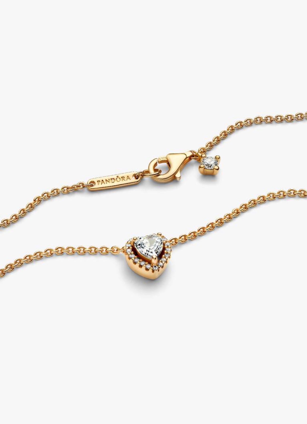 Collar Pandora Corazón Blanco En Dorado