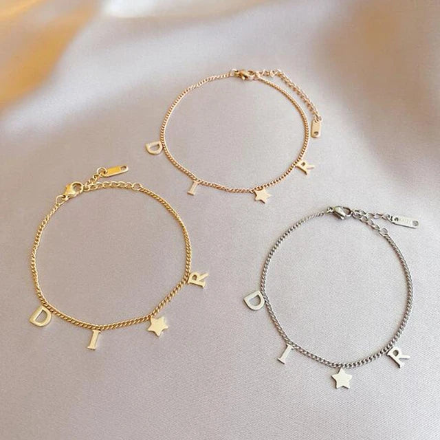 Pulsera Dior Con Estrella Plateada