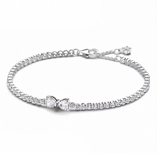 Brazalete Pandora De Tenis Moño Brillante Blanco