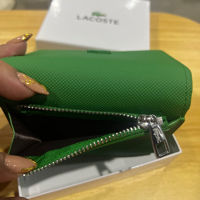 Monedero Lacoste Verde Con Caja
