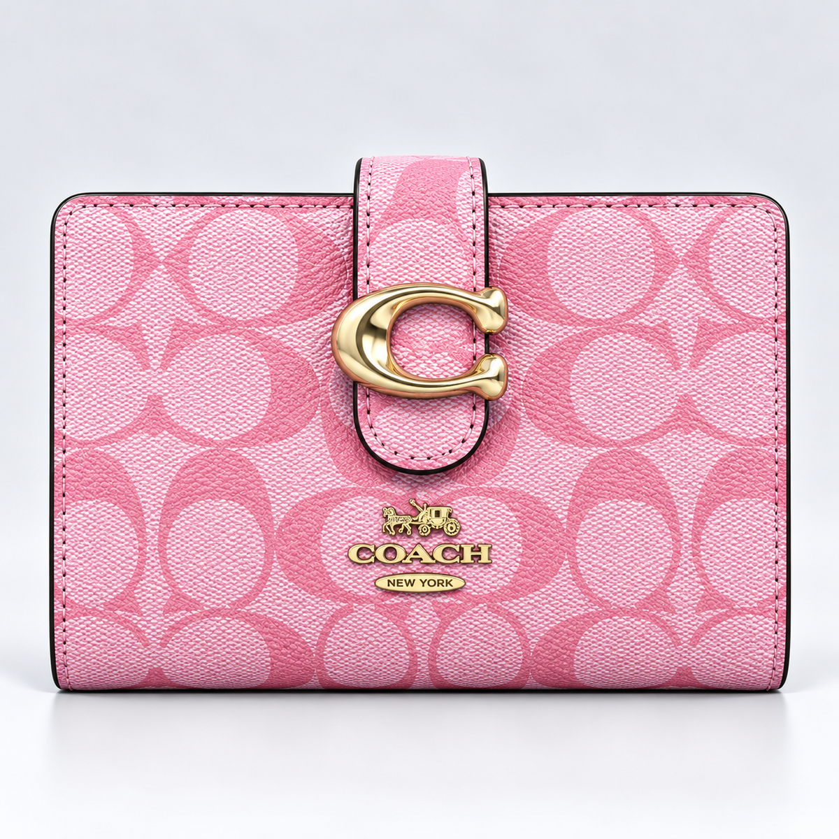 Monedero Mediano Coach Tabby En Color Rosa Con Herraje Dorado Con Caja