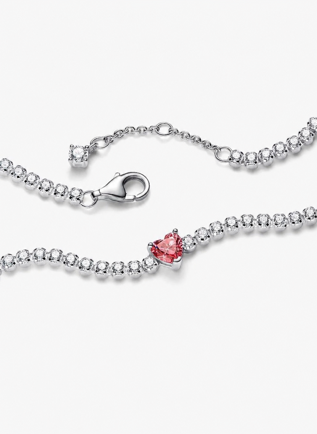 Brazalete Pandora de tenis Corazón Brillante Fucsia