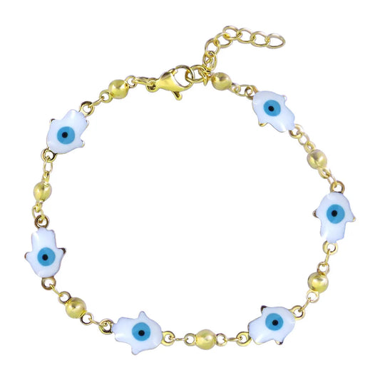 Pulsera Mano Ojo Turco Blanco