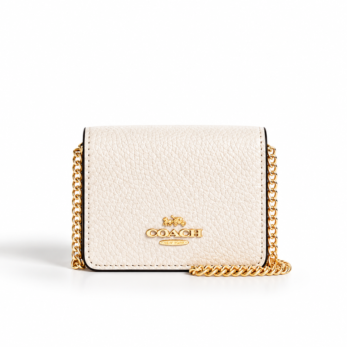 Cartera Coach Mini Blanca De Cadena Con Caja