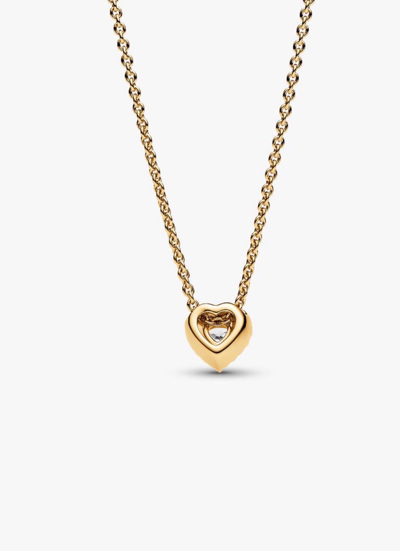 Collar Pandora Corazón Blanco En Dorado