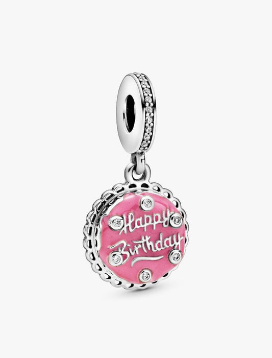 Charm Pandora colgante Pastel de cumpleaños rosa