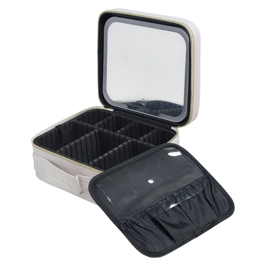 Maletín Organizador De Maquillaje Espejo Luz Led Blanco