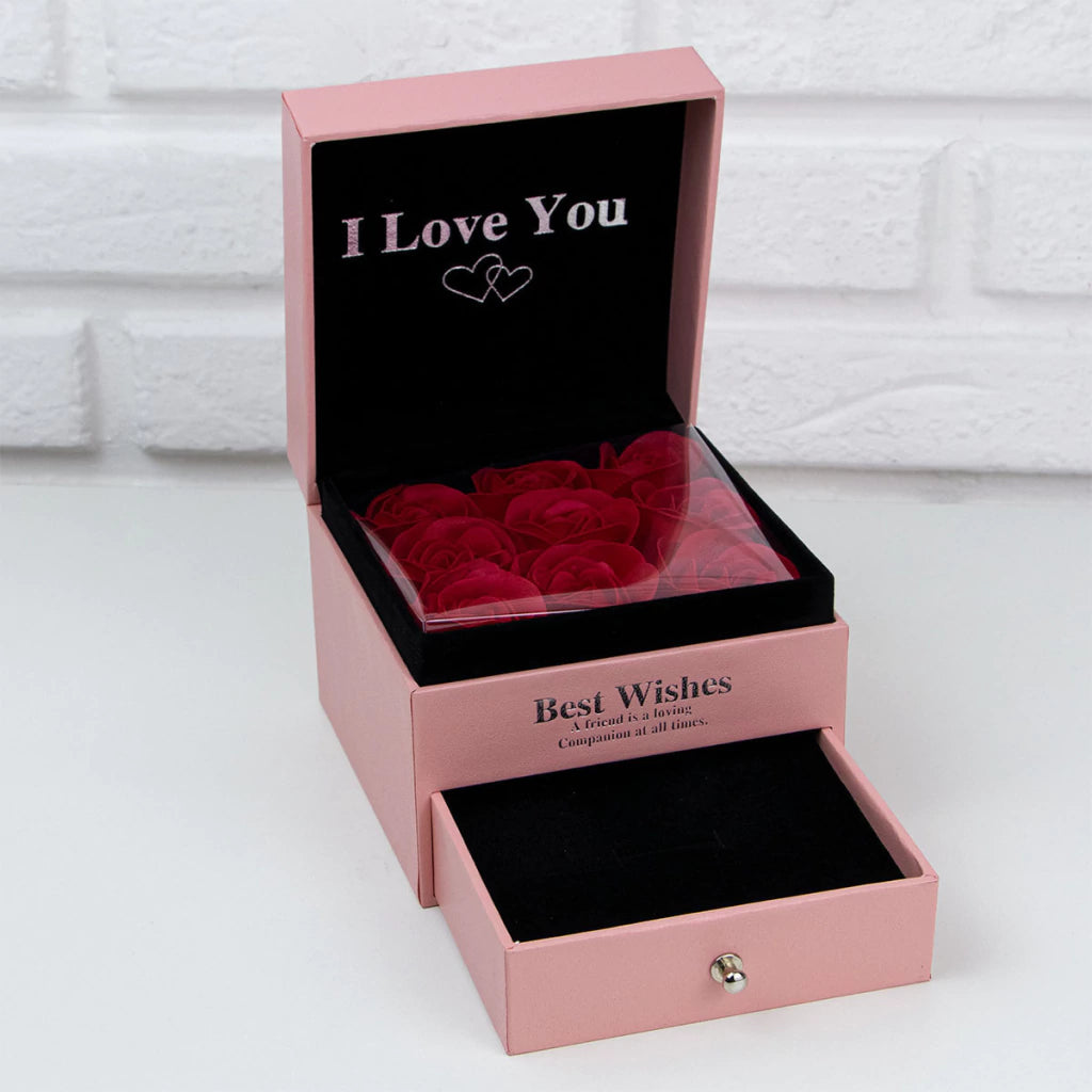 Kit De Regalo Rosado Cuadrado Con Rosas