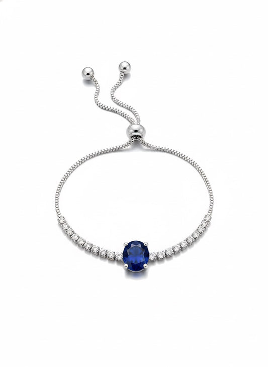 Brazalete De Tenis Con Zirconia Azul Ajustable