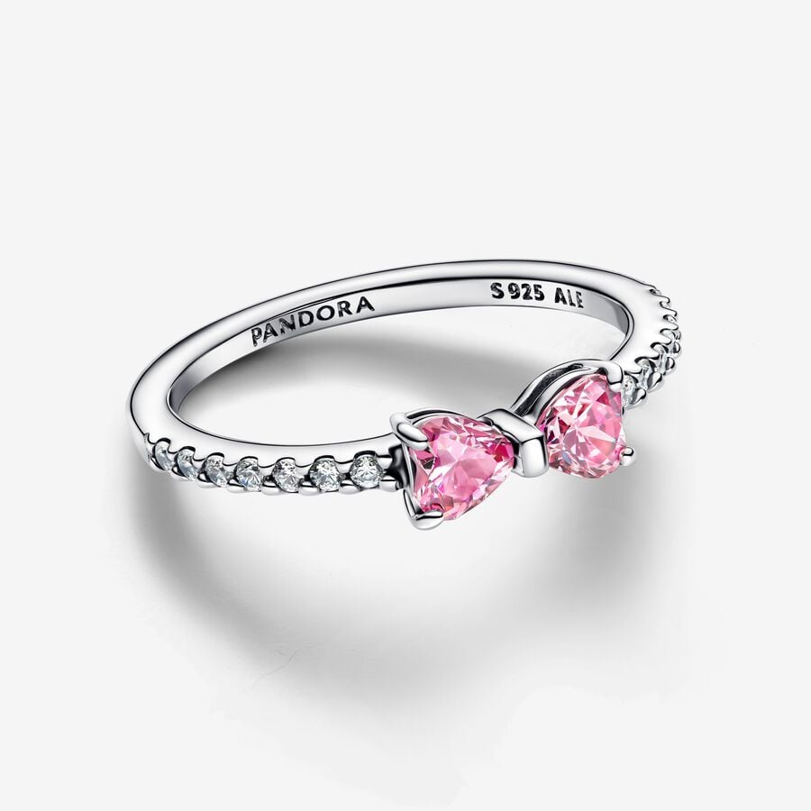 Anillo Pandora Lazo Rosa Brillante