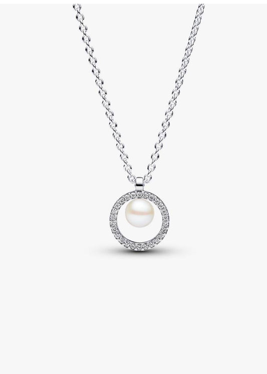 Collar Pandora Collier Perla Cultivada de Agua Dulce Tratada y Pavé