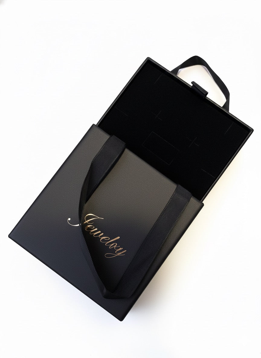 Caja de Regalo Estilo Cartera Para Joyas Color Negro