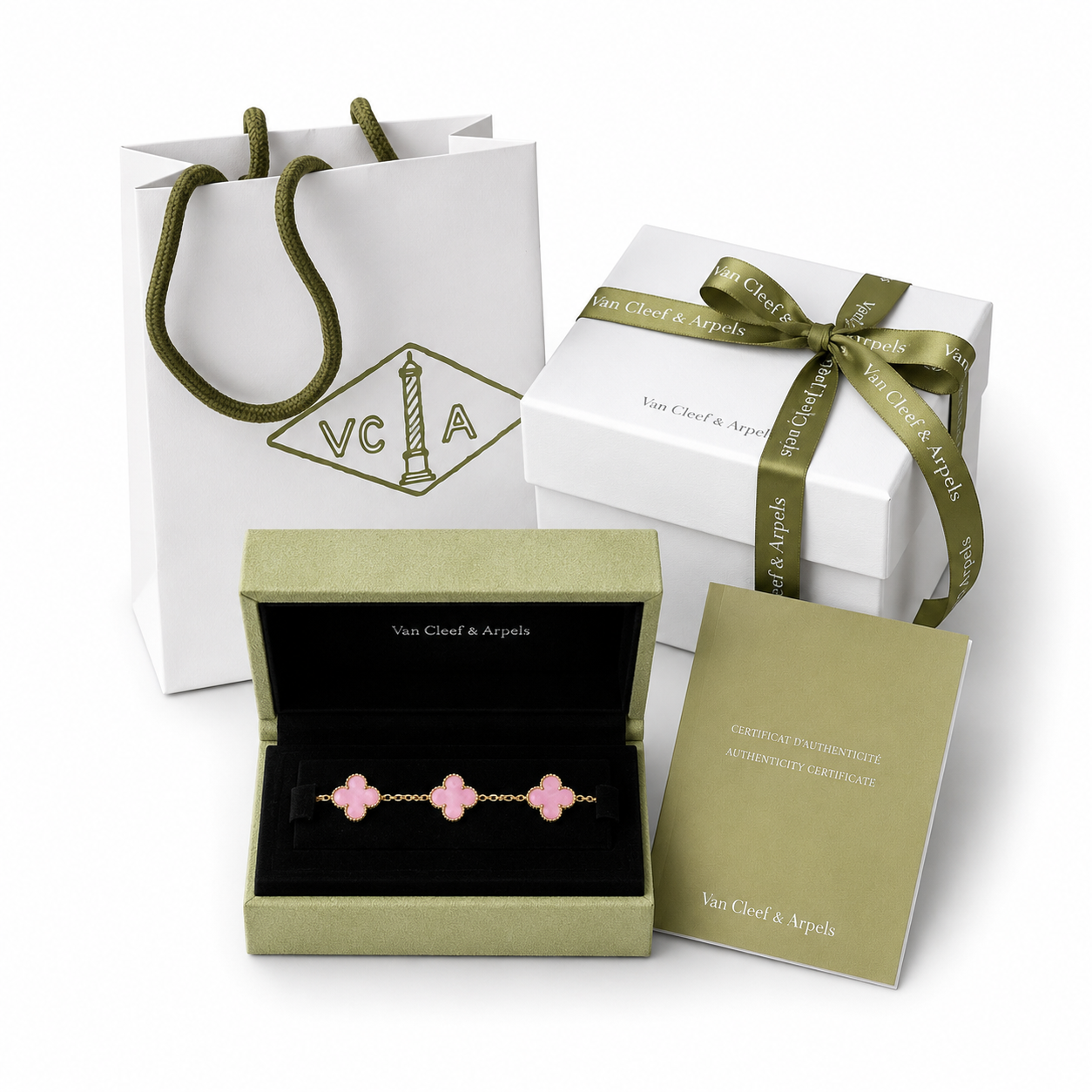 Brazalete Van Cleef Rosada Con Paquetería