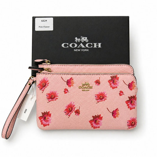 Cartera De Mano Coach Rosa Y Flores Con Caja