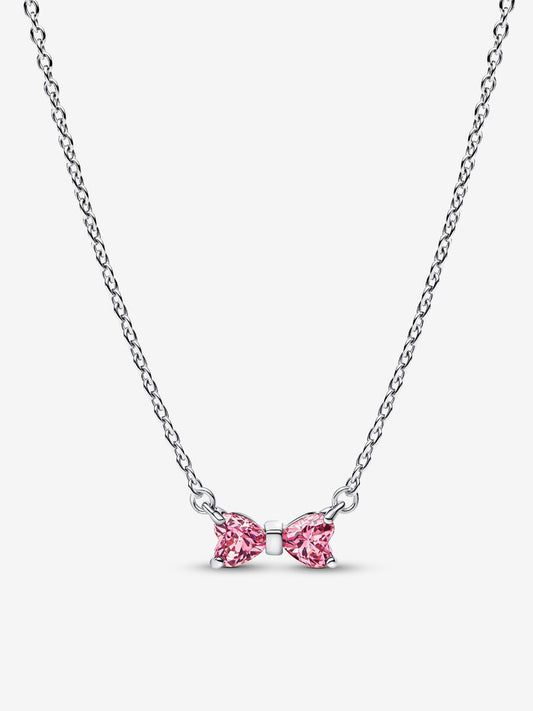 Collar Pandora Moño Rosa Brillante