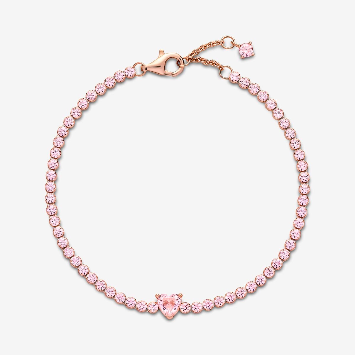 Set Pandora Corazón Rosa Brillante En Rose Gold