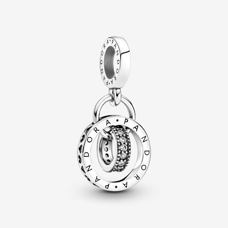 Charm colgante con círculos y logotipo de Pandora