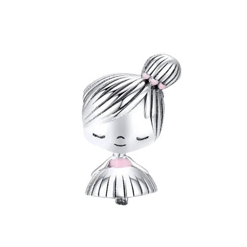 Charm Pandora De Niña Pequeña Con Vestido Rosa