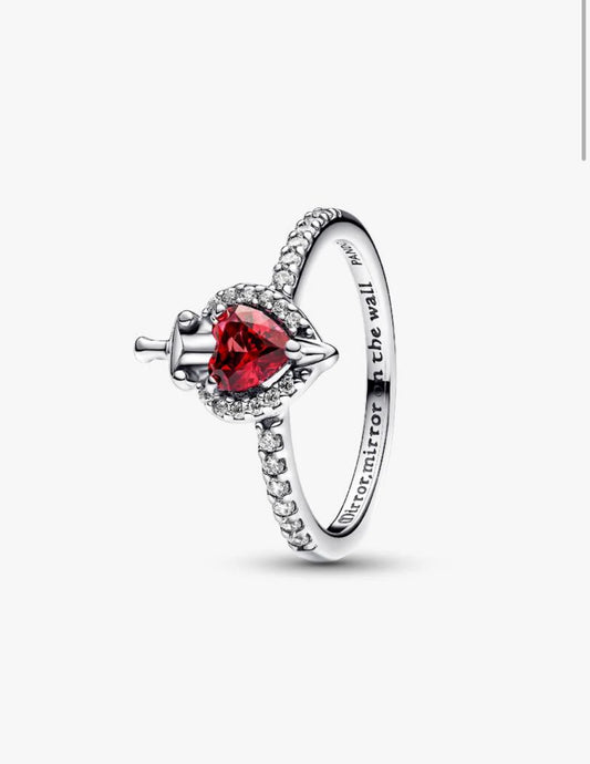 Anillo Pandora Corazón Rojo Con Espada En medio