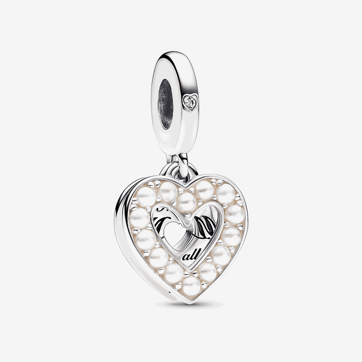 Charm Pandora Colgante Doble Corazón Blanco Anacarado