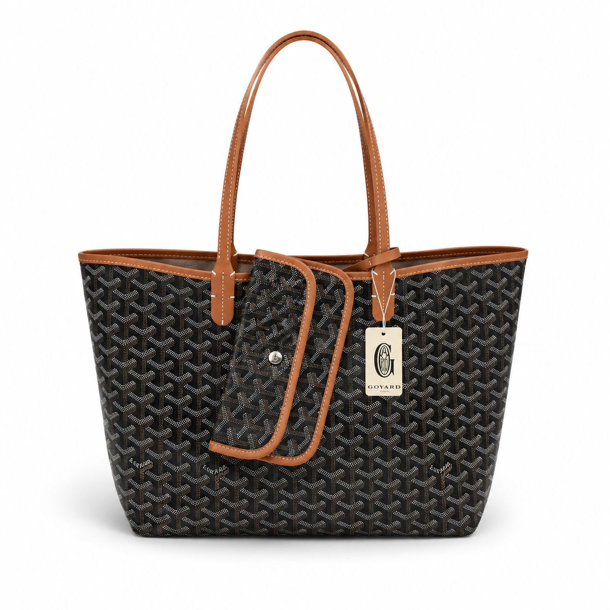 Cartera Goyard Mediana Negra Con Café Con Bolsa De Mano