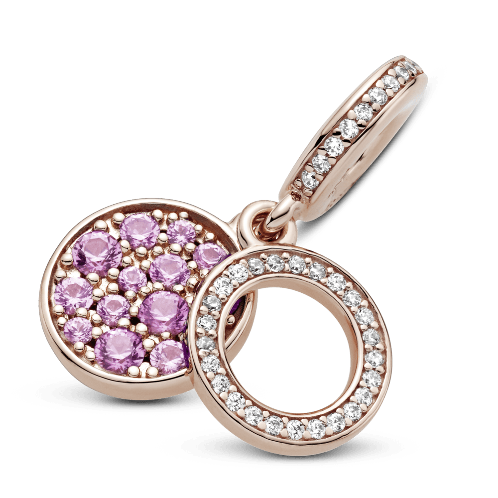 Charm Pandora Colgante Doble Disco Rosa Brillante