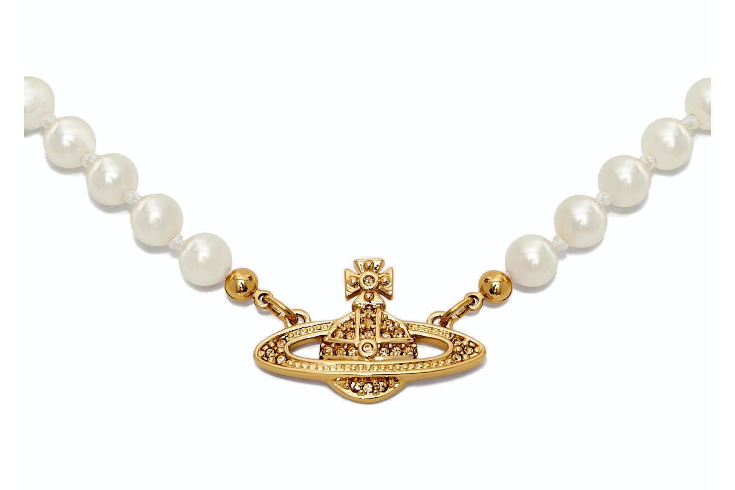 Collar de perlas Saturno dorado Vivienne Westwood